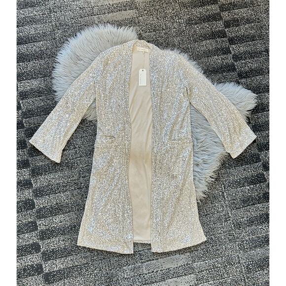 Vici Collection By Together Something Special Pocketed Sequin Duster S NWT($120) - Picture 1 of 5